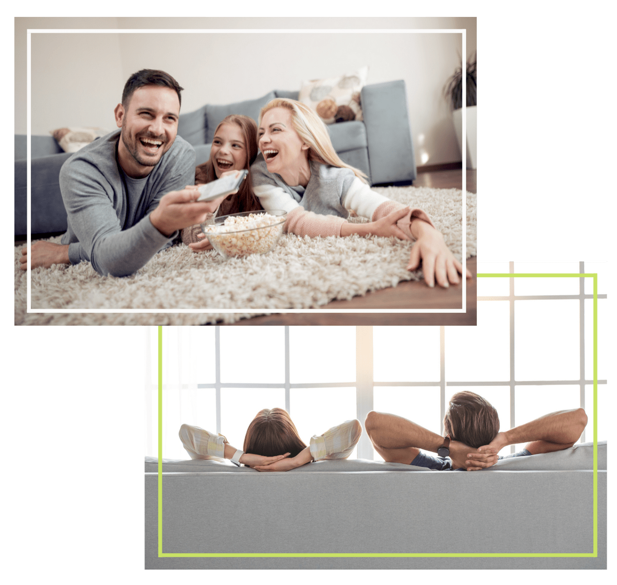 Moments familiaux sur un tapis et un canapé réhabilités par Nettoyage Impérial
